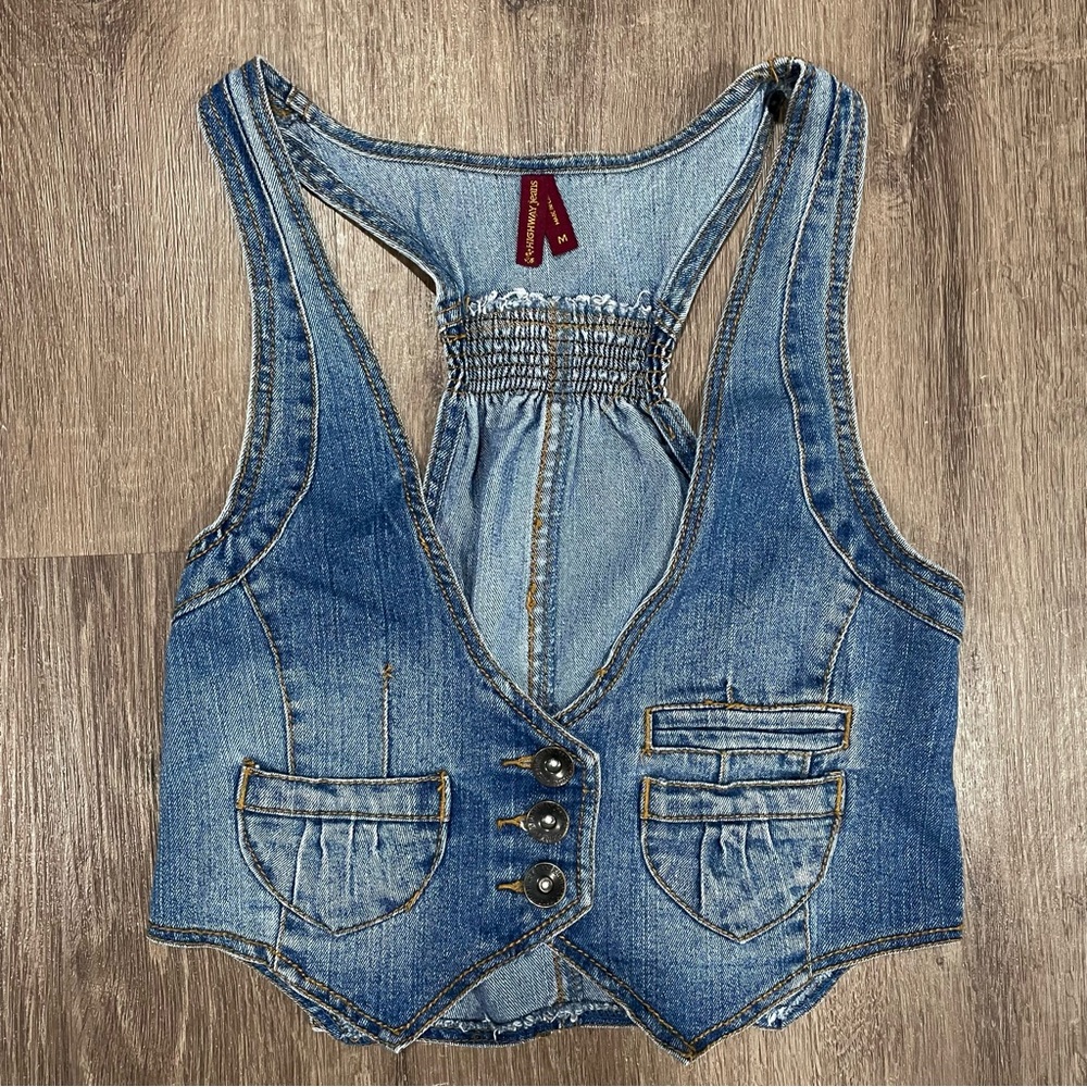 Y2K Highway Jeans Mini Denim Vest Medium Wash Size Medium